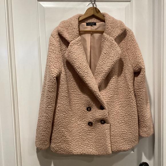 Pink Sherpa Blazer Coat - Picture 2 of 13